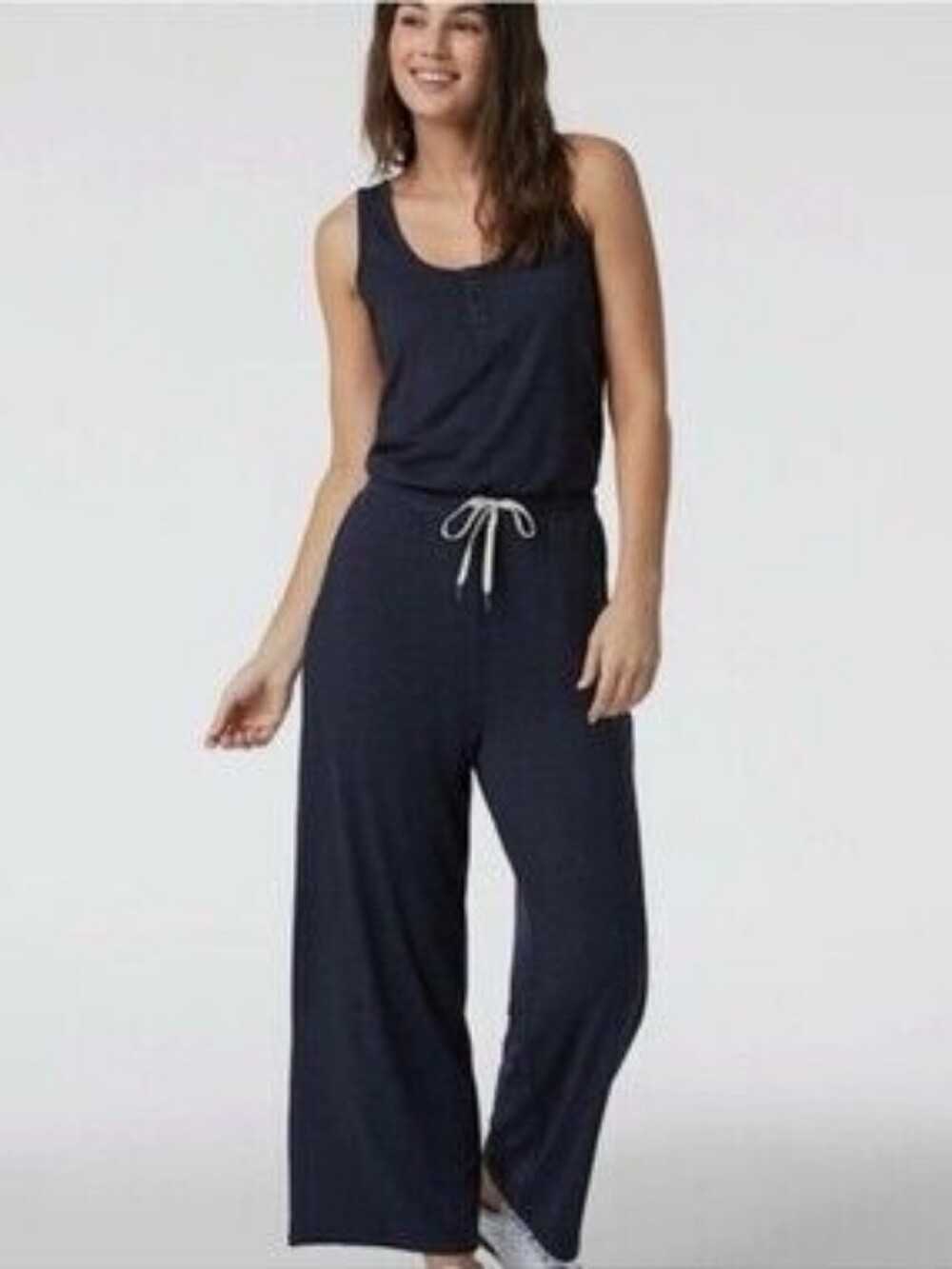 Vuori Darck Gray Wide-Leg Jumpsuit with Drawstring Waist